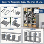 Mavivegue Book Shelf, 18 Cube Storage Organizer, DIY Bookcase, Metal Cube Bookshelf, Cubbies Closet Storage Organizer Shelves
