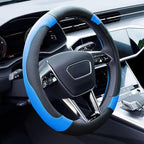 Xizopucy Blue Steering Wheel Cover Microfiber Leather Sporty Car Accessories for Men and Women,Breathable Non-Slip Universal 