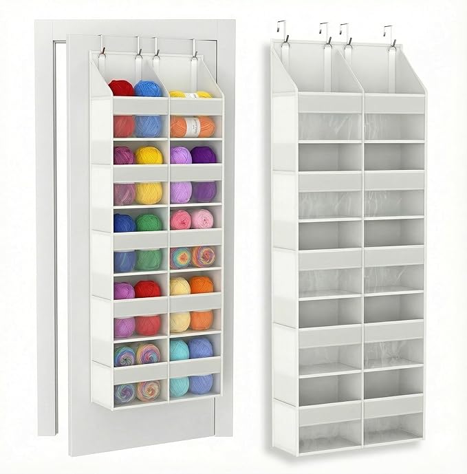 Unjumbly 5 Tiers Over The Door Hanging Yarn Storage Organizer, Large Capacity Behind the Door Storage, Hanging Door Organizer