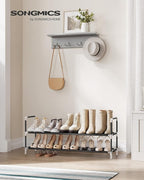 SONGMICS 2-Tier Shoe Rack, Shoe Storage for Hallway Closet, Slim and Space-Saving, Metal Frame, Non-Woven Fabric Shelves, Bla
