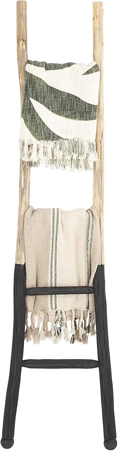 Creative Co-Op Rustic Solid Fir Wood Decorative Blanket Ladder, Natural and Dipped Black