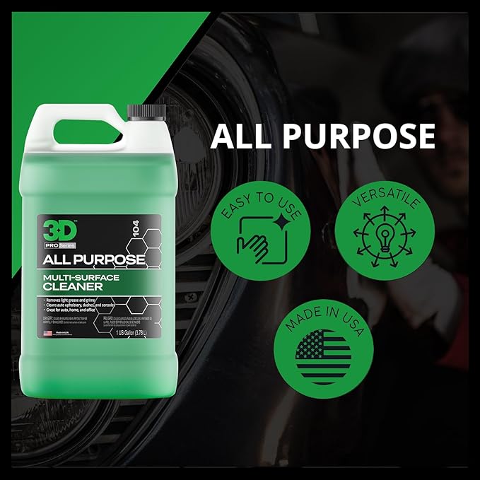 3D All Purpose Cleaner – High-Performance Interior & Exterior Car Cleaner for Vinyl, Leather, Plastic, Fabric, Carpet & More 