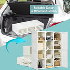 Tangkula Portable Closet Wardrobe, Foldable Clothes Organizer with Cubby Storage, Hanging Rods, Easy Assemble Clothing Storag