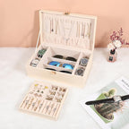 LANDICI Jewelry Box Organizer for Men Women, 2 Layer 4 Slot Watch Storage Case with Removable Tray, PU Leather Large Jeweller