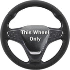 Steering Wheel Cover for Chevy Malibu 2016-2024/ Equinox 2018-2024/ Bolt EV 2017-2021/ Volt 2016-2019, Car Steering Wheel Cover for Chevrolet (Black Perforated Leather)