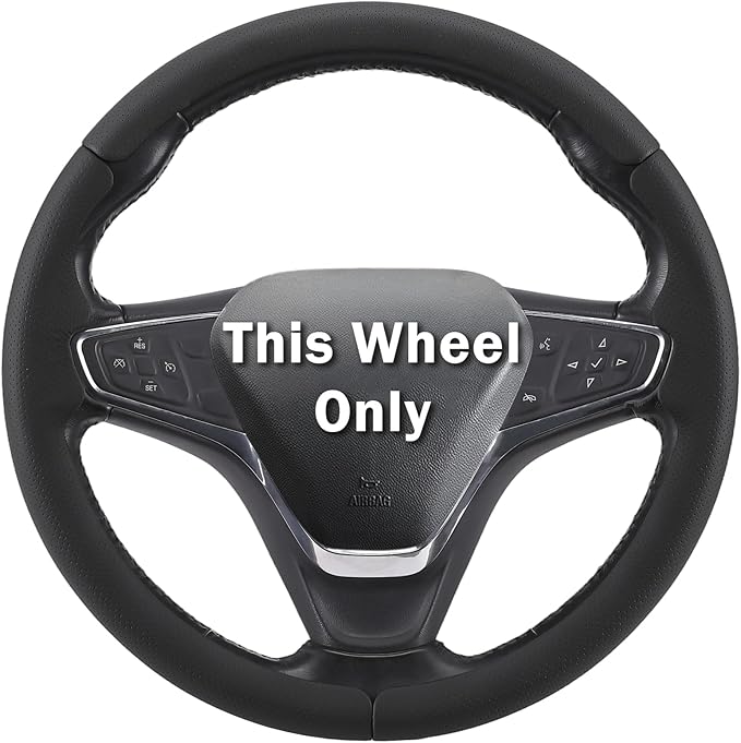 Steering Wheel Cover for Chevy Malibu 2016-2024/ Equinox 2018-2024/ Bolt EV 2017-2021/ Volt 2016-2019, Car Steering Wheel Cover for Chevrolet (Black Perforated Leather)