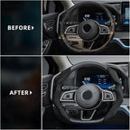 Suede Steering Wheel Cover with Anti-Slip Lining and Segmented Design 2pcs Universal Steering Wheel Protector for Men and Wom