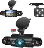 4 Channel Dash Cam 360° View, TOPGOOSE 2K Front and Rear Inside, Left Right Dash Camera for Cars, 8 IR Lamps Night Vision, 5G