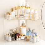2-Tier Corner Bathroom Counter Organizer, Large Makeup Organizer For Vanity, Skincare Perfume Organizers For Women Or Men, Ex