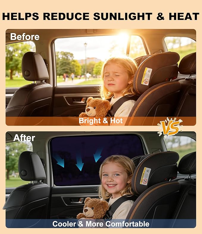 XCBYT Car Window Shades for 2017-2022 CRV | Static Cling Rear Side Window Semi-Transparent Sunshade, UV Protection, Privacy for Kids & Pets, Easy Install, No Residue (2 PCS)