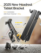 LISEN Car Headrest Tablet Holder - [3 in 1 Extension Arm] Adjustable Tablet Car Mount for Back Seat (4.7-11.9)