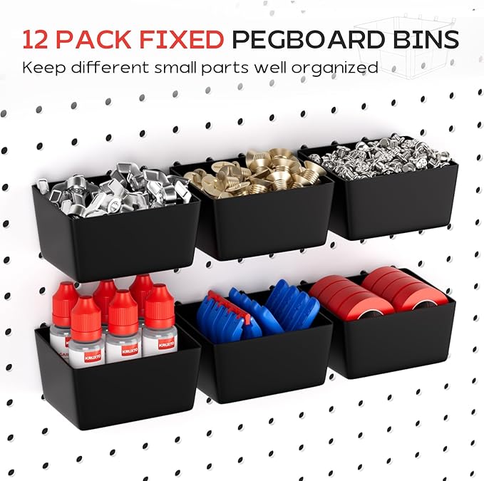 300PCS Pegboard Hooks Kit, Peg Board Organizer Accessories with Bins for Organizing Tools, Fit 1/8 or 1/4 inch Pegboard for H