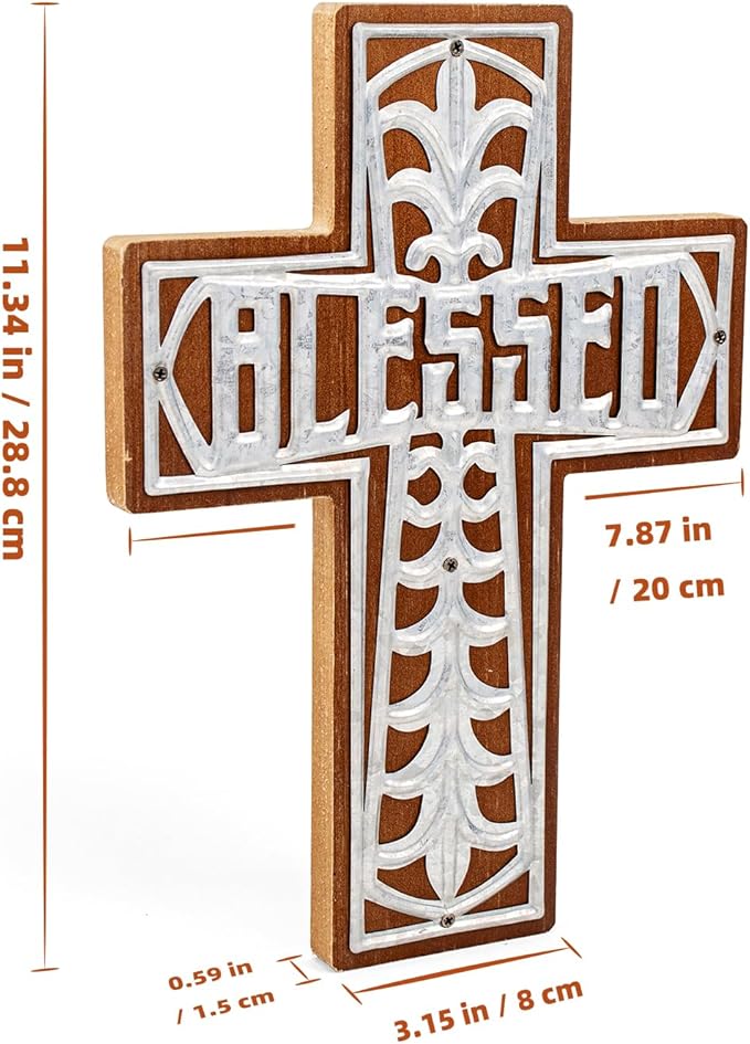 Wall Wooden Cross Christians Spiritual Religious Gifts With Hook on Hanging Wall Or Table With Blessed For Church Home Room D