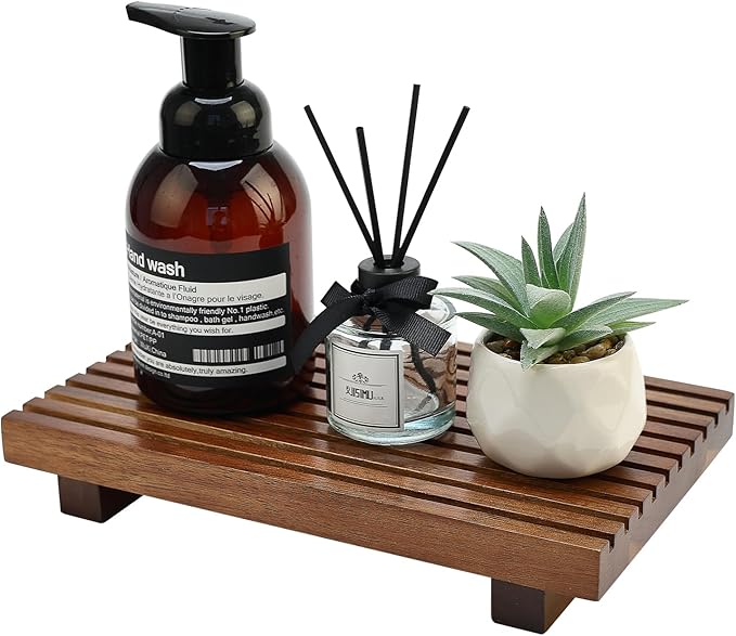 Acacia Wood Risers for Bathroom Tray Kitchen Counter Decor Bathroom Sink Accessories Decorative Wooden Riser Pedestal Stand f