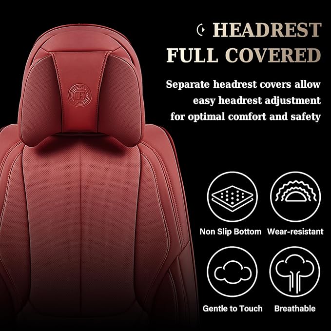 Coverado Universal Seat Covers Full Set, Universal Seat Covers for Cars, 5 Seats Waterproof Nappa Leather Car Seat Covers wit