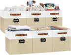13x13 Storage Cubes 6-Pack, Large Foldable Fabric Cube Storage Bin with Reinforced Bottom and Labels, Organizer Baskets for S
