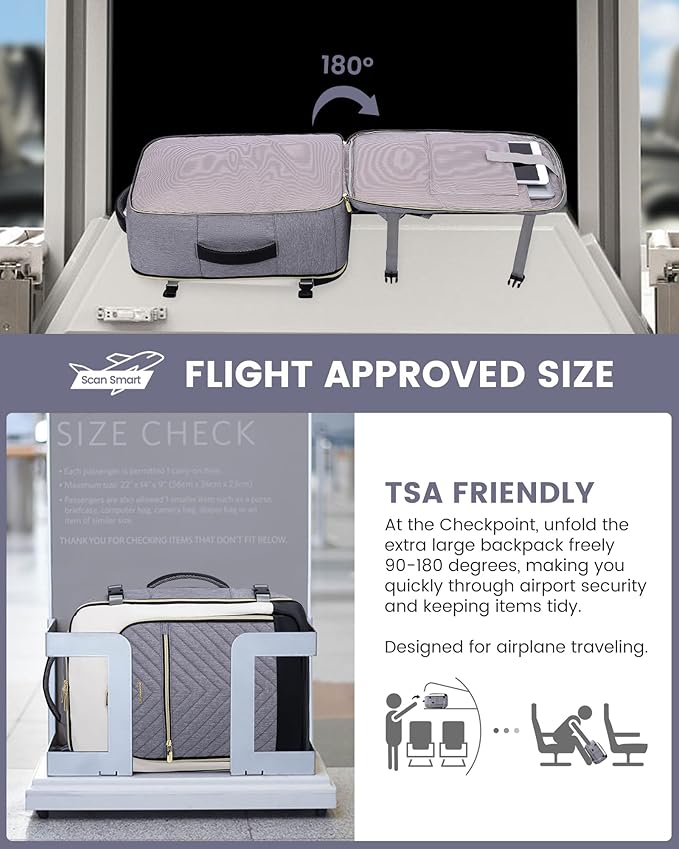 LOVEVOOK Large Travel Backpack for Women, TSA Carry on Backpack for Airplanes, 40L Personal Item Travel Bag for Women fits 17