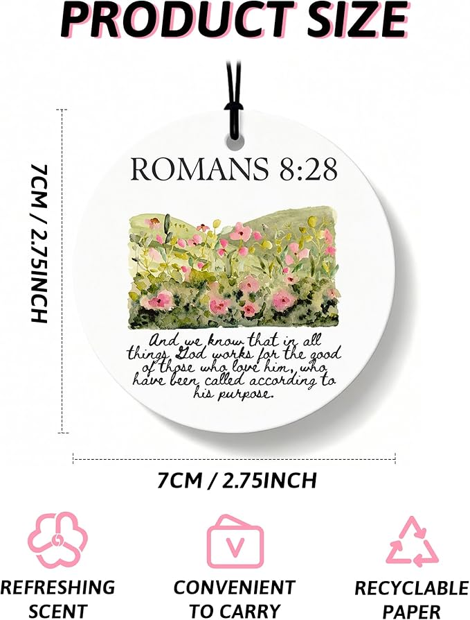 Black Christian Round Car Air Freshener 4 Pcs, Coquette Black Bow Religious Hanging Air Freshener for Cars Closet Drawer Book