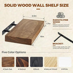 Floating Wall Shelf 16x6.8x1.7 Inch – Solid Wood Shelf in Dark Oak Finish – Wall Mounted Rustic Display Organizer for Bathroo