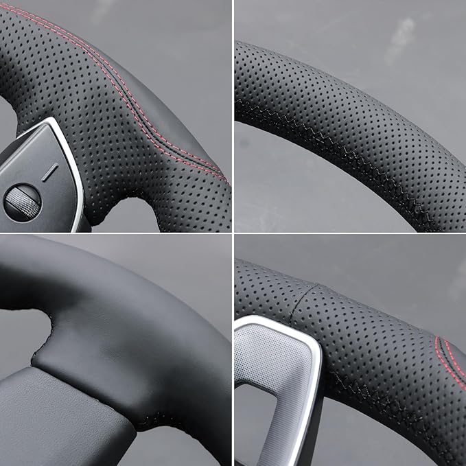 MEWANT DIY Stitching Steering Wheel Cover Wrap for Tesla Model 3 Highland 2023-2025/Model Y 2025 Highland for Tesla Model 3/Model Y Accessories(3D Style)