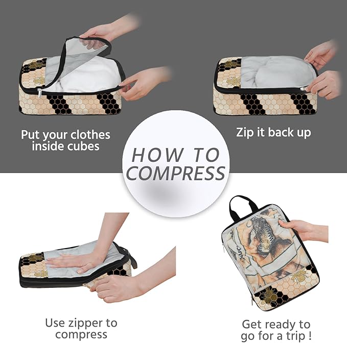 7 Pcs Compression Packing Cubes for Travel, Waterproof Suitcase Luggage Backpack Organizer with Toiletry Bag Travel Essential