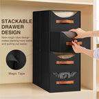 Homsorout Closet Organizers and Storage - Large Stackable Storage Bins with Drawer, Fabric Bins for Organization, Collapsible