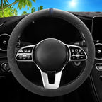 Car Leather Steering Wheel Cover - Panapi Material, Universal 14.5-15 Inch Leather Anti-Slip Breathable Auto Steering Wheel C