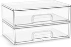 Sorbus Acrylic Storage Containers - 2 Pack, Stackable Storage Bins Set for Bathroom Organization - Clear Acrylic Drawer Organ