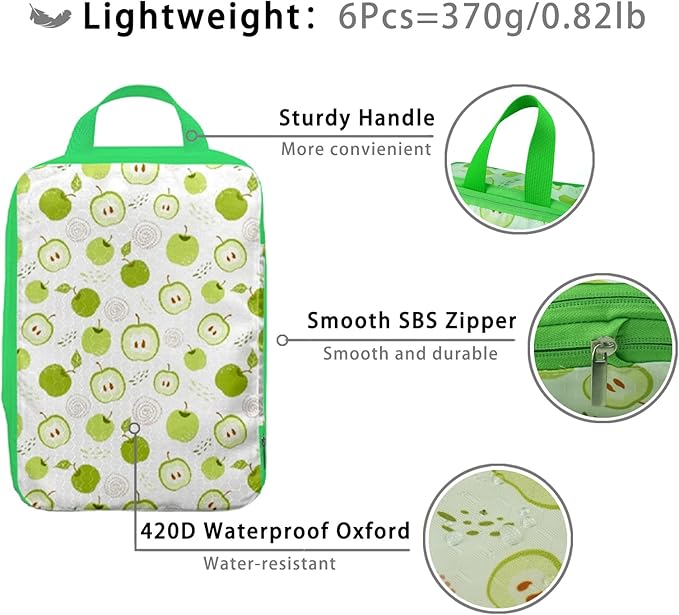 6 Pcs Compression Packing Cubes, Packing Cubes for Travel, Waterproof Luggage Organizer Bags Set, Cute Packaging Cubes for Wo