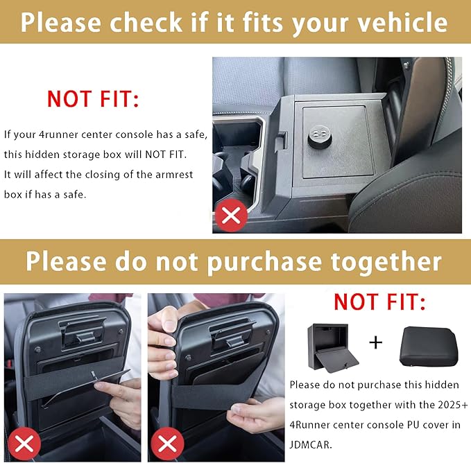 JDMCAR One-Touch Hidden Storage Box Compatible with Toyota 4Runner Accessories 2025 2026 Center Console Organizer