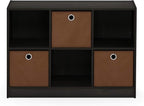 Furinno Basic 3x2 Cube Storage Bookcase Organizer with Bins, Espresso/Brown