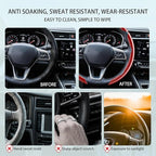 FOAN Steering Wheel Covers, 3PCs Carbon Fiber Anti-Skid Clip on Car Steering Wheel Cover Protector Universal for Most Car, Re