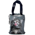 Adorable Cat Car Garbage Bag,Kitten Yawning Waterproof Small Car Trash Bag Hanging Back of Seat,Drawstring Hanging Car Trash Bag with Adjustable Buckle for Car Accessories