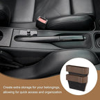 HARFINGTON Car Seat Gap Filler Organizer 10.2 x 6.5 x 2.8 Inch PP Universal Car Organizer Storage Box Between Seat and Console (Left) with Cup Holders for Phone Sunglasses Keys, Brown