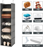 MAX Houser 6 Tier Shelf Hanging Closet Organizer, Closet Hanging Shelf with 2 Sturdy Hooks for Storage,2 Pack, Foldable (Grey