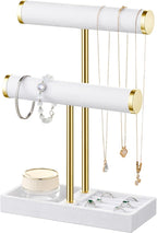 bussdis 2 Tier Bracelet Holder Display - Detachable T Bar White Velvet Bracelet Holder, Jewelry Holder Organizer for Bracelet