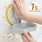 LEVERLOC Soap Dish Holder for Shower Suction Cup Wall Mounted Self Draining NO-Drilling Removable Bar Soap Sponge Holder for 