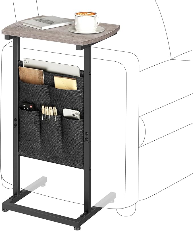 HOOBRO Floating Shelves for Wall and C Shaped End Table, 23.6" Hanging Shelf, 28.3" Small Side Table for Couch, Sofa Table wi