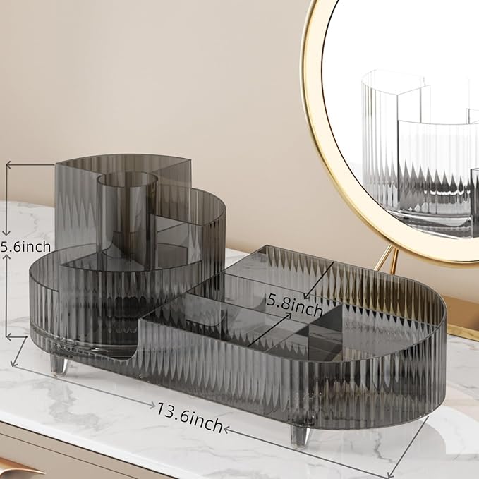 Booklov Roating Makeup Organizer for Vanity, Large Capacity Cosmetic Display Case, Clear Acrylic Countertop Beauty Storage Ho