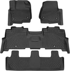 Powerty Floor Mats for 2018-2024 Ford Expedition (Fit for 2nd Row Bench Seat/ 8 Seaters) Accessories All Weather Floor Liner 3D TPE 1st & 2nd Row Floor Mat Heavy-Duty Floor Liners