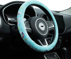 Embroidered Rainbow Cute Blue Steering Wheel Cover, Auto Anti-Slip Breathable Steering Wheel Protector,Rainbow Car Accessories for Women,Universal Size Fit Most Cars -15 inch