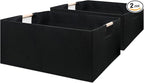 Foldable Fabric Storage Cubes, 2 Packs Cloth Storage Baskets with Wooden Handles, Collapsible Shelf Closet Organizer Bins, Re