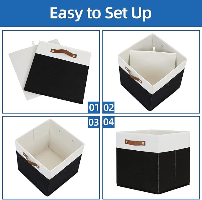 Temary Fabric Storage Bin 4 Pack Cube Storage Bin for Shelf Fabric Cube Storage Basket 13 Inch Cube Storage Bins Foldable Sto