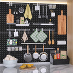Pegboard, 4 PCS 16”×16” Large Heavy Duty Metal Pegboard Panels with Frame Black Peg Board Display Peg Boards for Walls, Displ