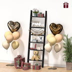 HONEST OUTFITTERS Blanket Ladders for The Living Room, 6-Tier Blanket Holder, Wall-Leaning Blanket Rack, Ladder Shelves, Wood