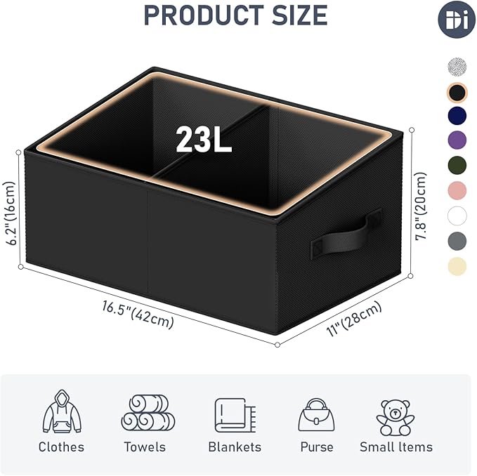 DIMJ Trapezoid Storage Bins for clothes - 5 Packs Closet Organizers and Storage Baskets, Foldable Closet Baskets with Handles