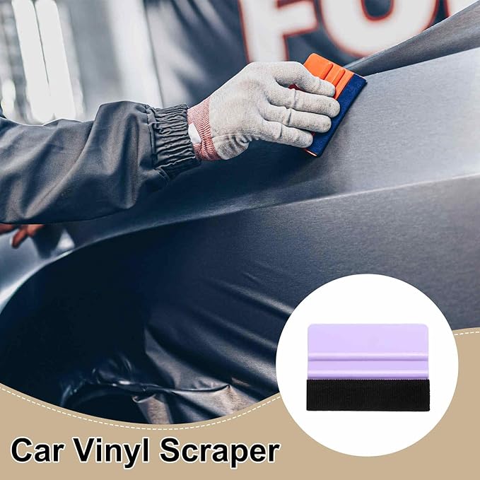 HARFINGTON 10pcs Car Vinyl Scraper 4inch Vinyl Squeegee Felt Edge Squeegee Tool for Car Window Tint Wallpaper Decal Sticker Installation Crafts Car Wrap Paste, Purple