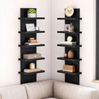 HOOBRO 5 Tier Wall Shelf Unit, 2 Pack Floating Shelves Wall Mounted, Wall Mount Vertical Shelving, Floating Storage Rack, Org