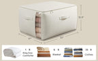 Large Canvas Clothes Storage Bags with Thick Handles and Clear Window, Foldable Cotton Linen Closet Organizer for Clothing, B