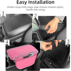 NBTEPEM Bling Pink Car Center Console Cover, Leather Car Arm Rest Cover with 2 Storage Bags, Universal Auto Armrest Protector Storage Box, Pink Bling Accessories Interior for Most Vehicles